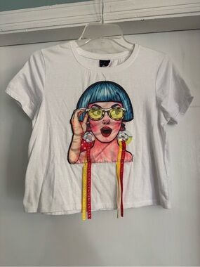 Vintage First Love T-Shirt With Sequins and Beaded ribbons Medium